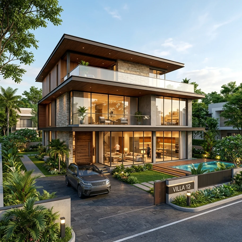 Modern luxury house facade Bangalore